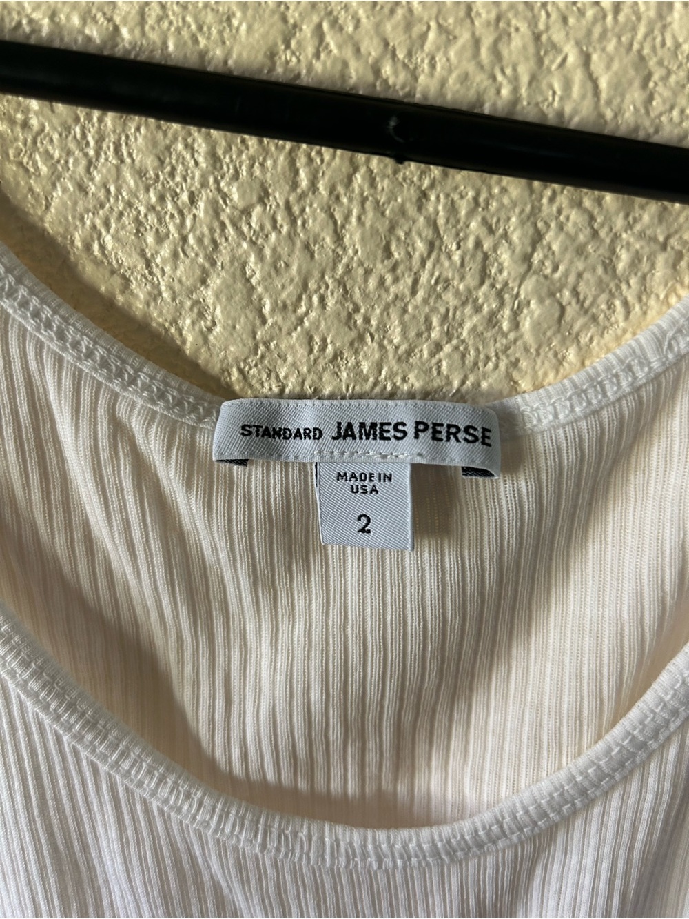 James Perse Cream Ribbed Scoop Neck Tank